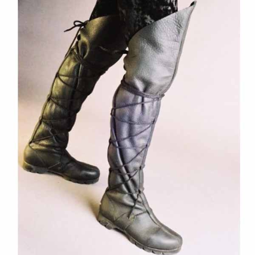 Son of Sandlar Knee High Black Leather Combat Boots